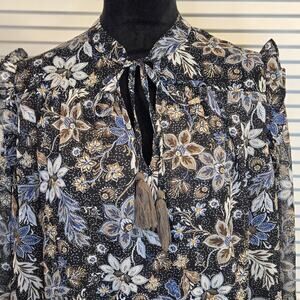 Dress Forum LA Peasant Cottage Victorian Ruffle Mini Dress Floral SMALL Lined